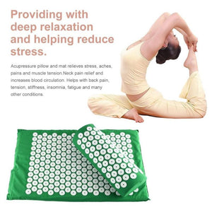 Yoga Mat Acupressure Relieve Stress Back Body Pain w/ Pillow + Free Bag