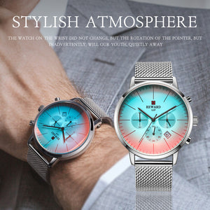 Gradient Bright Glass Luxury Chronograph Wrist Watch