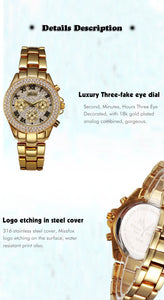 Elegant Fashion Jeweled Women Luxury Watch 18k Gold