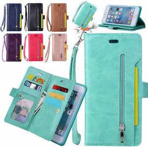 iPhone Card Zipper Wallet Phone Case (5S, SE, 6, 6S, 7, 8, X, XR, XS, 11, 11 Pro--all variants)