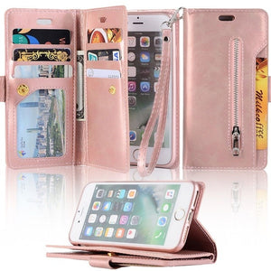 iPhone Card Zipper Wallet Phone Case (5S, SE, 6, 6S, 7, 8, X, XR, XS, 11, 11 Pro--all variants)