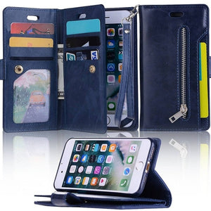 iPhone Card Zipper Wallet Phone Case (5S, SE, 6, 6S, 7, 8, X, XR, XS, 11, 11 Pro--all variants)