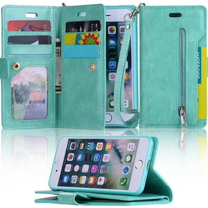 iPhone Card Zipper Wallet Phone Case (5S, SE, 6, 6S, 7, 8, X, XR, XS, 11, 11 Pro--all variants)