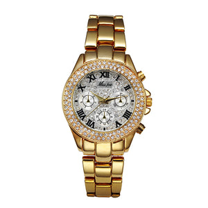 Elegant Fashion Jeweled Women Luxury Watch 18k Gold