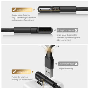 Braided USB 90 Degree Type C Charging/Data Transfer Cable (Various Lengths)