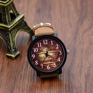 Fashion Watch w/ Wooden Accent Design