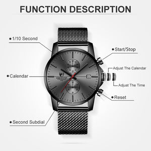 Sleek Quartz Business Analog Chronograph Watch